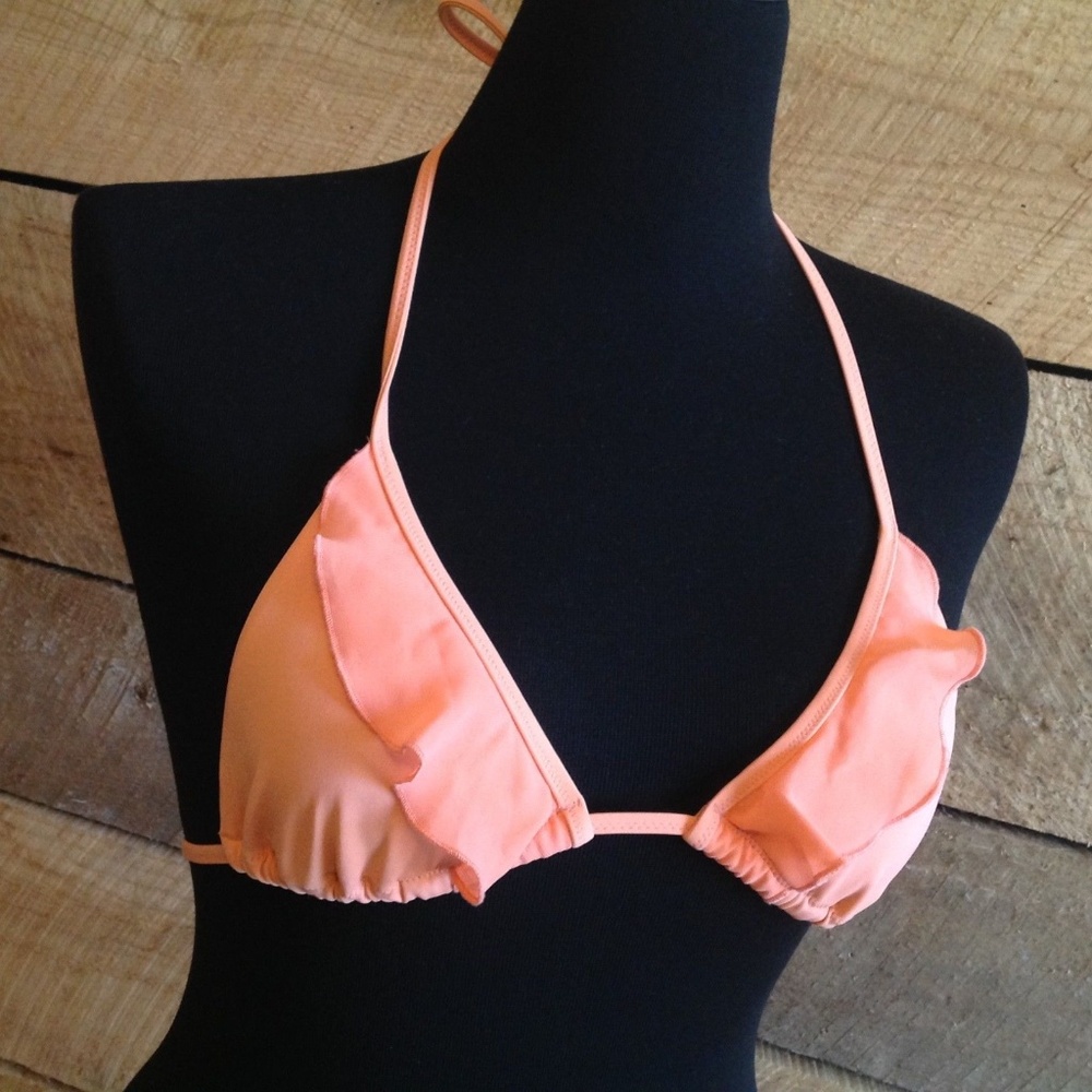 Victorias Secret Ruffled Bikini Small Peach Swim
